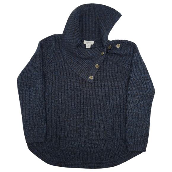 Style & Co. Sweaters - Style Co Sweater Womens Medium Blue Waffle Knit Button Cowl Neck Pullover